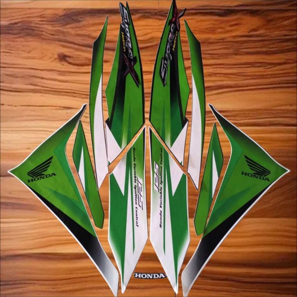 striping honda supra x 125 r helm in 2010 2011 hijau putih list body standar berkualitas terbaik