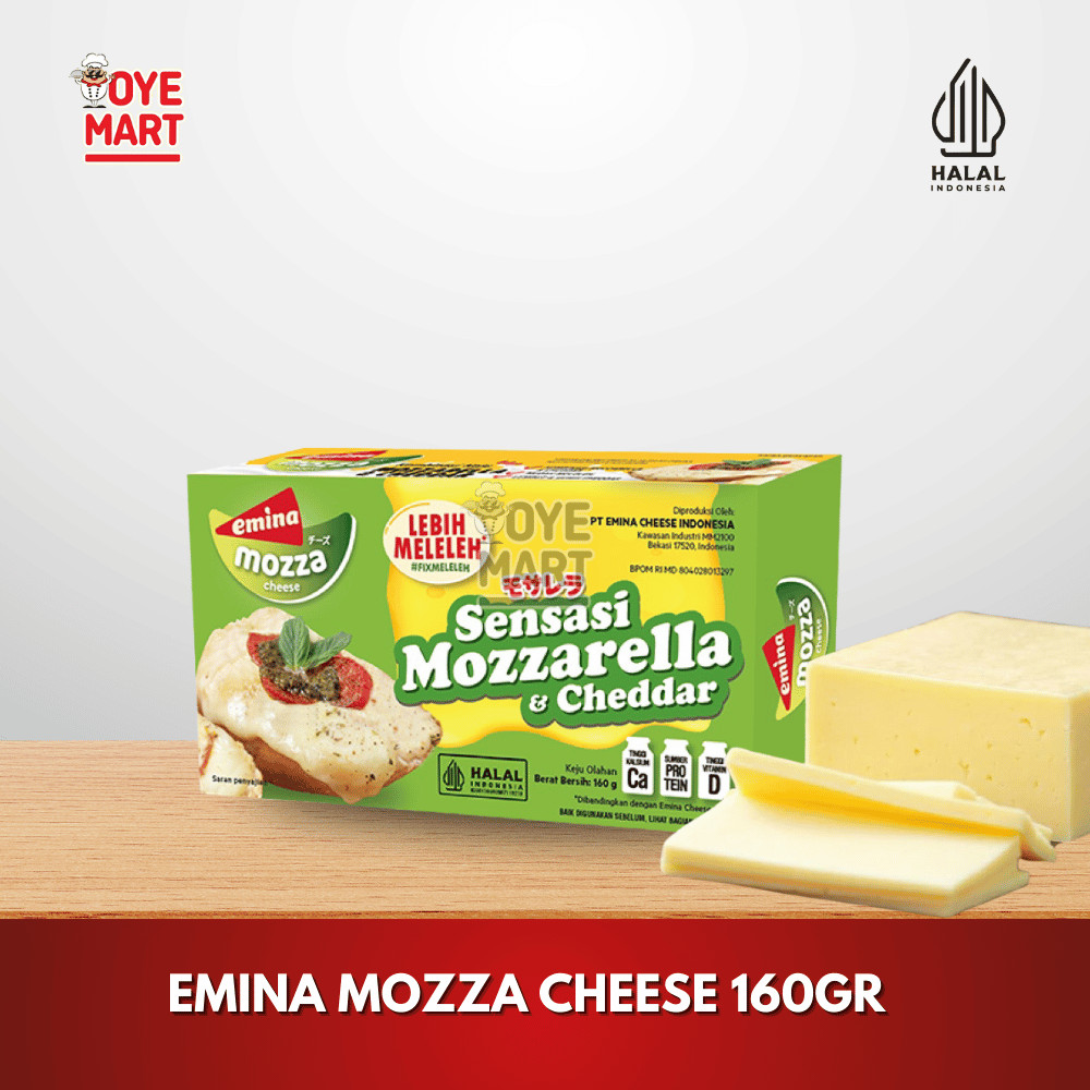 

EMINA MOZZARELLA & CHEDDAR CHEESE 160GR/KEJU MOZZARELLA HARGA PROMO