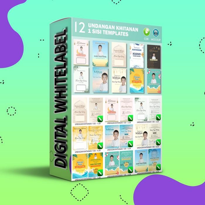 10 Pilihan Desain Undangan Khitan Full Color 1 Sisi - Format CDR v15