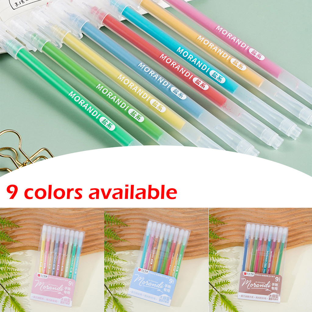

Pena warna 0,5mm, set pena 9 warna, cocok untuk kantor sekolah, pena buku mewarnai dewasa, pena gambar buku harian