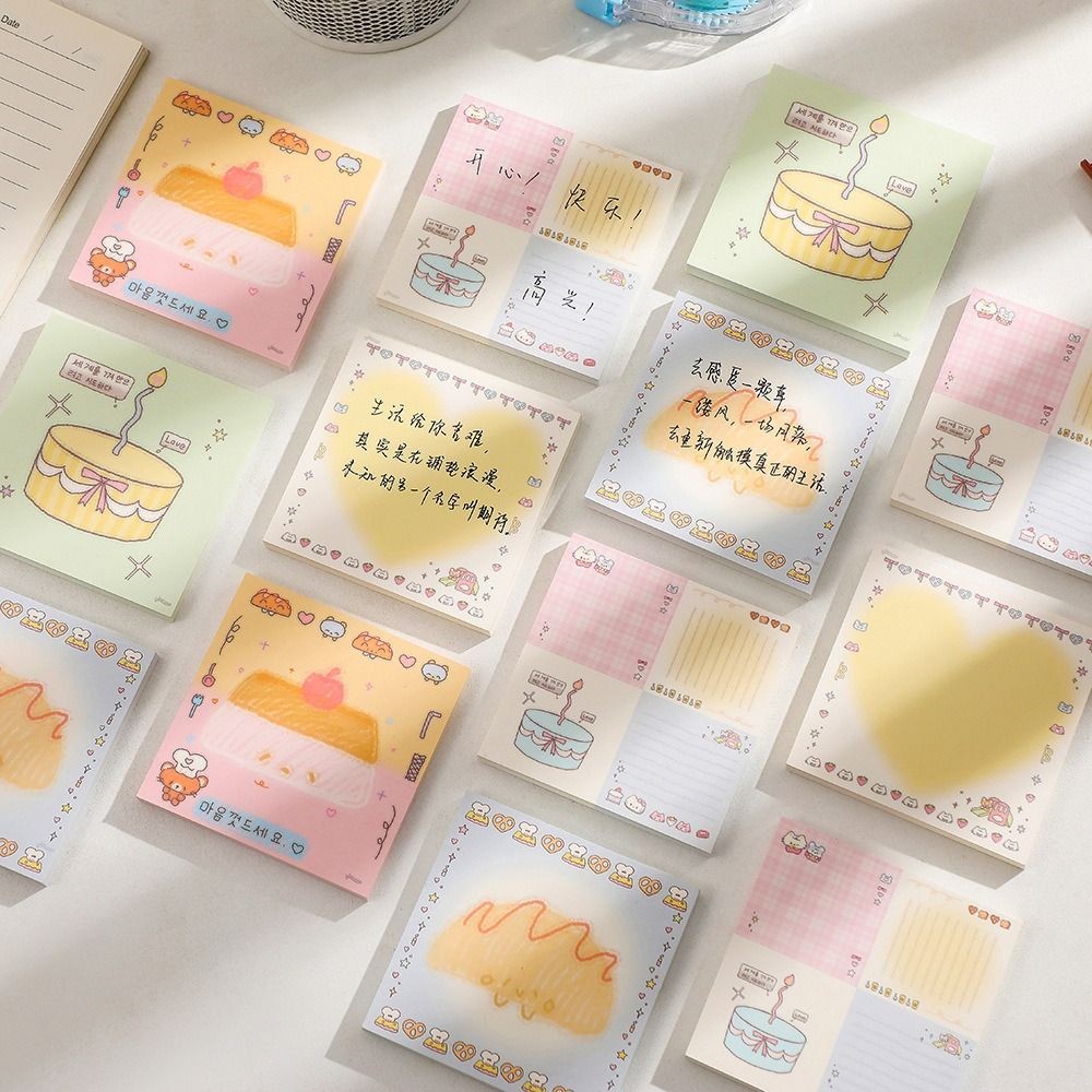 

Cartoon Cute Lovely Memo Pad Square Notepad Aesthetic Note Paper Korean Non-sticky Message Paper Bookmark