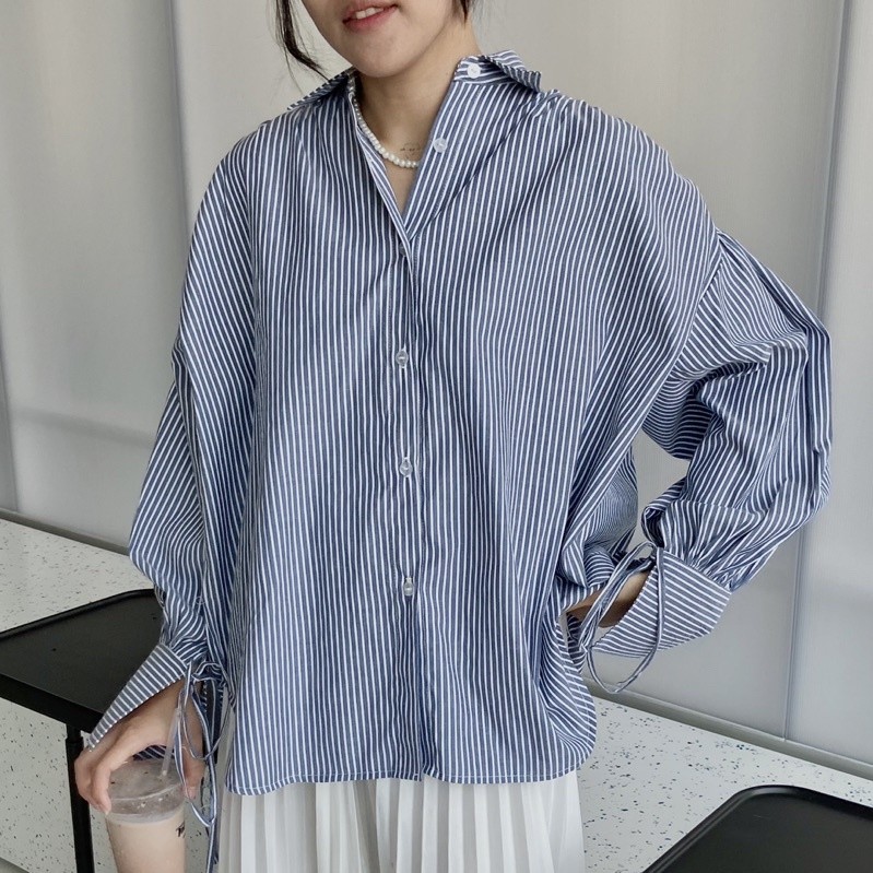 JUNE - Kale Stripe Shirt - Oversized Stripe Shirt - Stripe Shirt