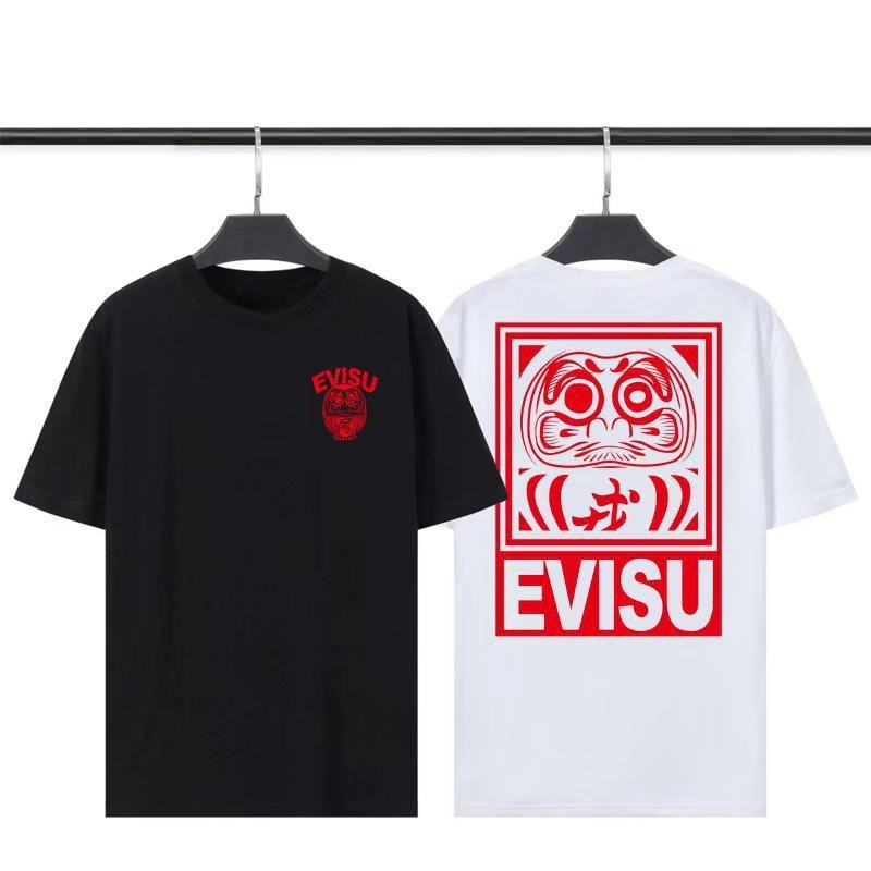 Kaos Distro EVISU  Pria Wanita d Baju Boxy Fit T Shirt - Official Merchandise