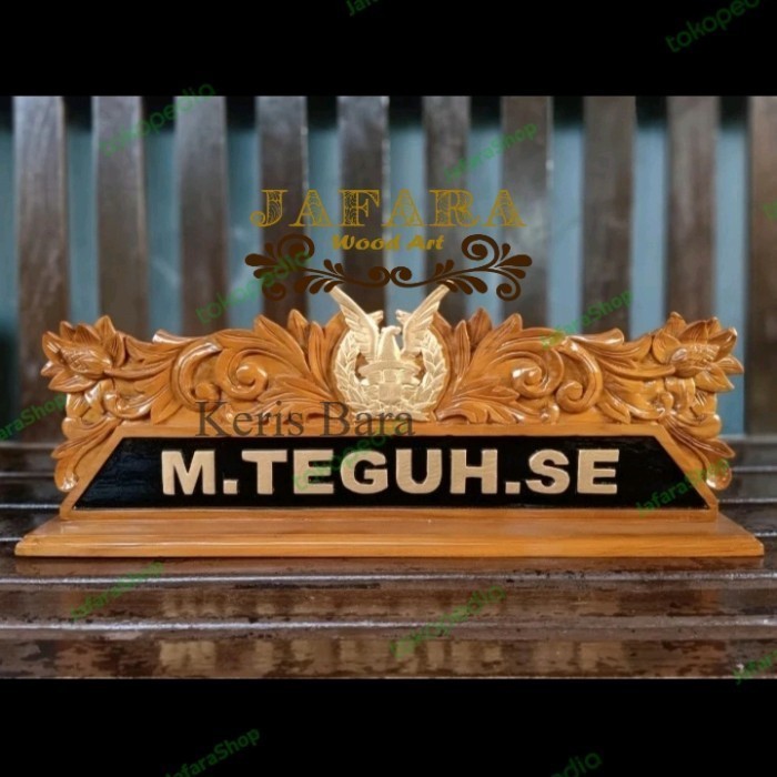 

Papan Nama Meja Kayu Jati Minimalis Full Ukir Custom - Nama 1 Baris KB12134