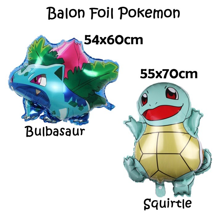 Balon Foil Pokemon Bulbasaur, Squirtle - Bulbasaur