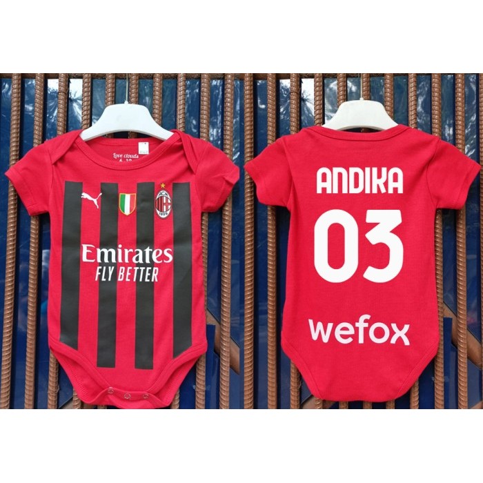 "Walhimura" - BEST SELLER baju bayi romper jumper ac milan + nameset