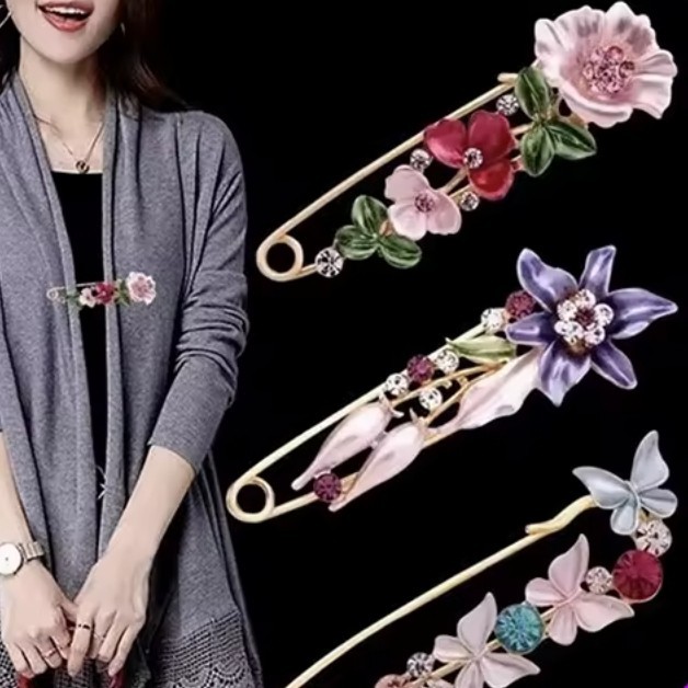 peniti pin Bros bunga lili - LILI BIRU