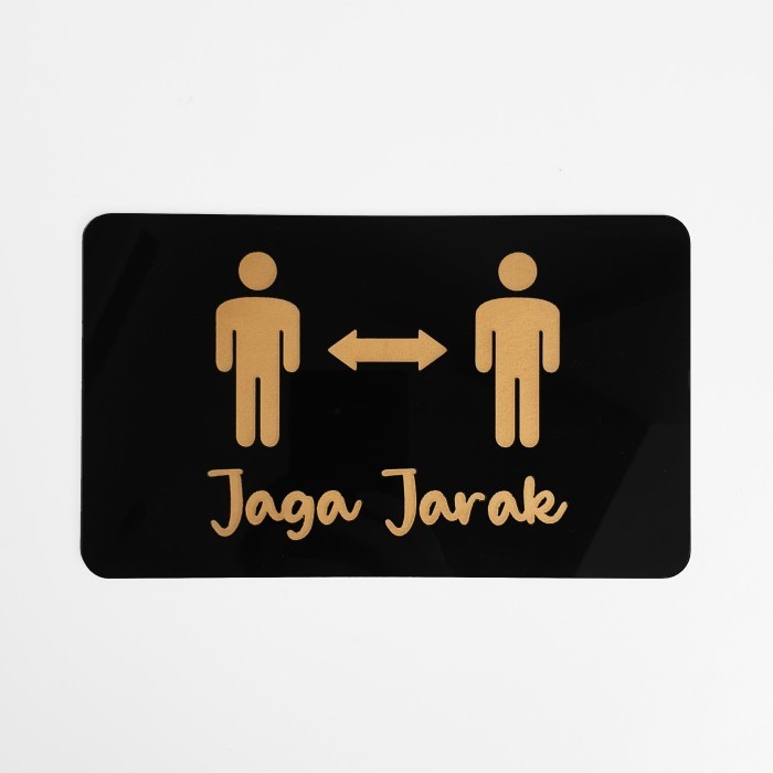 

RZ99 SIGN AKRILIK Pintu - JAGA JARAK GOLD - 20x12cm - Signage Cafe/Resto