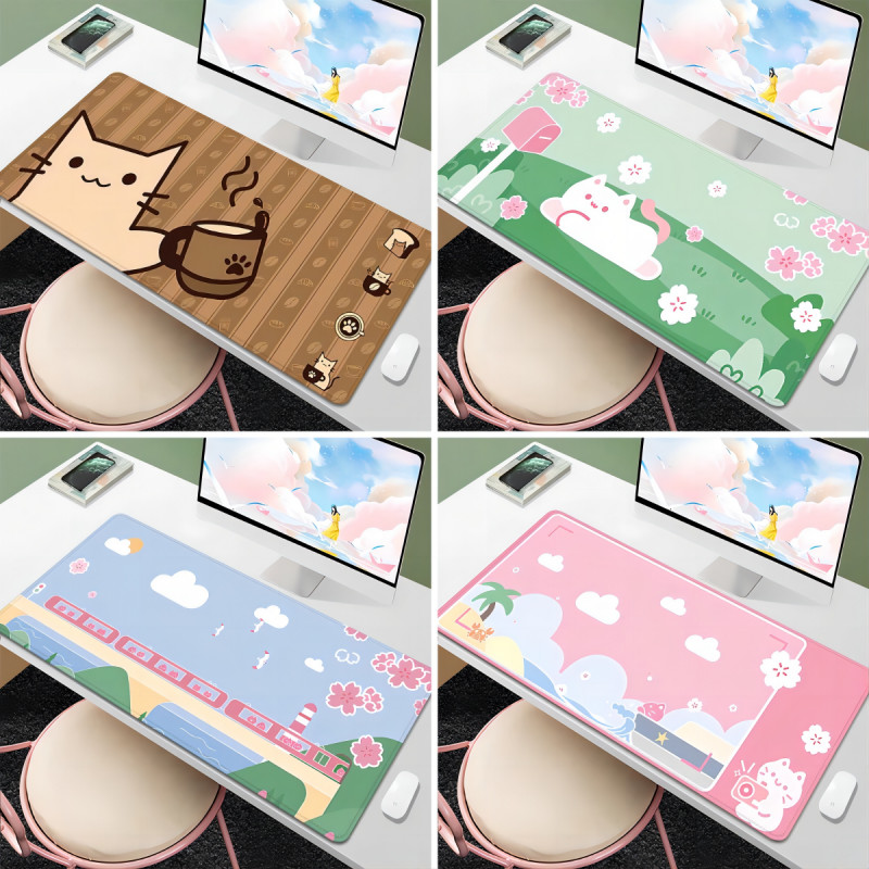 

Kawaii Coffee Cat Mouse Pad PC Gamer Computer Keyboard Desk Mat Gaming Accessories Mousepads for Home Office Laptop Decor Pads