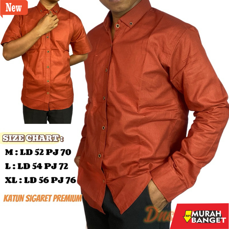 Kemeja formal pria Kemeja Polos Pria Lengan Panjang & Pendek Bahan Katun Sigaret Premium Warna Terra