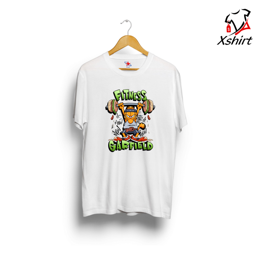 Baju Kaos Garfield Fitnes | Tshirt Kartun Anak Garfield Cotton Combed