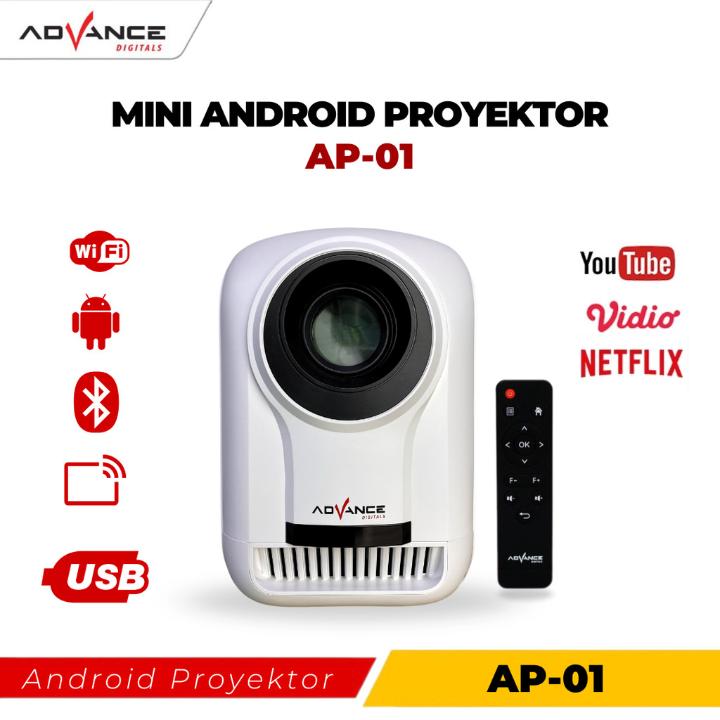 Bisa dikirim hari iniAdvance Proyektor/Projector Android TV HD 1080P-4K Smart Projector 6000 Lumen