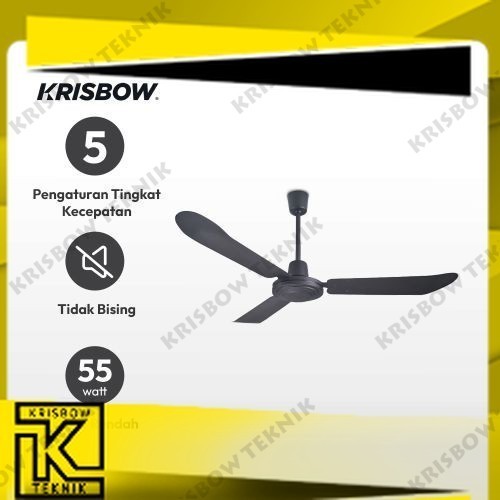 Krisbow - 56 inci Kipas Angin Plafon Orb - Hitam/Blackcolor