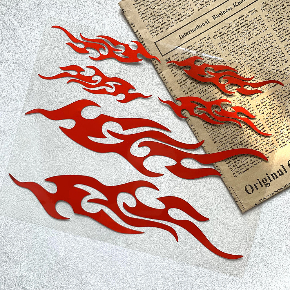 Stiker Hitam/Merah Api Reflektif Moto Stiker Dekorasi Motor Sepeda Motor Stiker Aksesoris