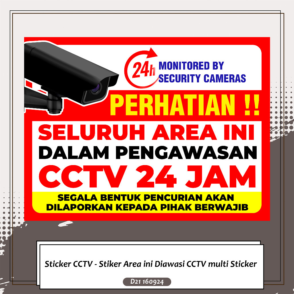 

Sticker CCTV - Stiker Area ini Diawasi CCTV multi Sticker 15x20