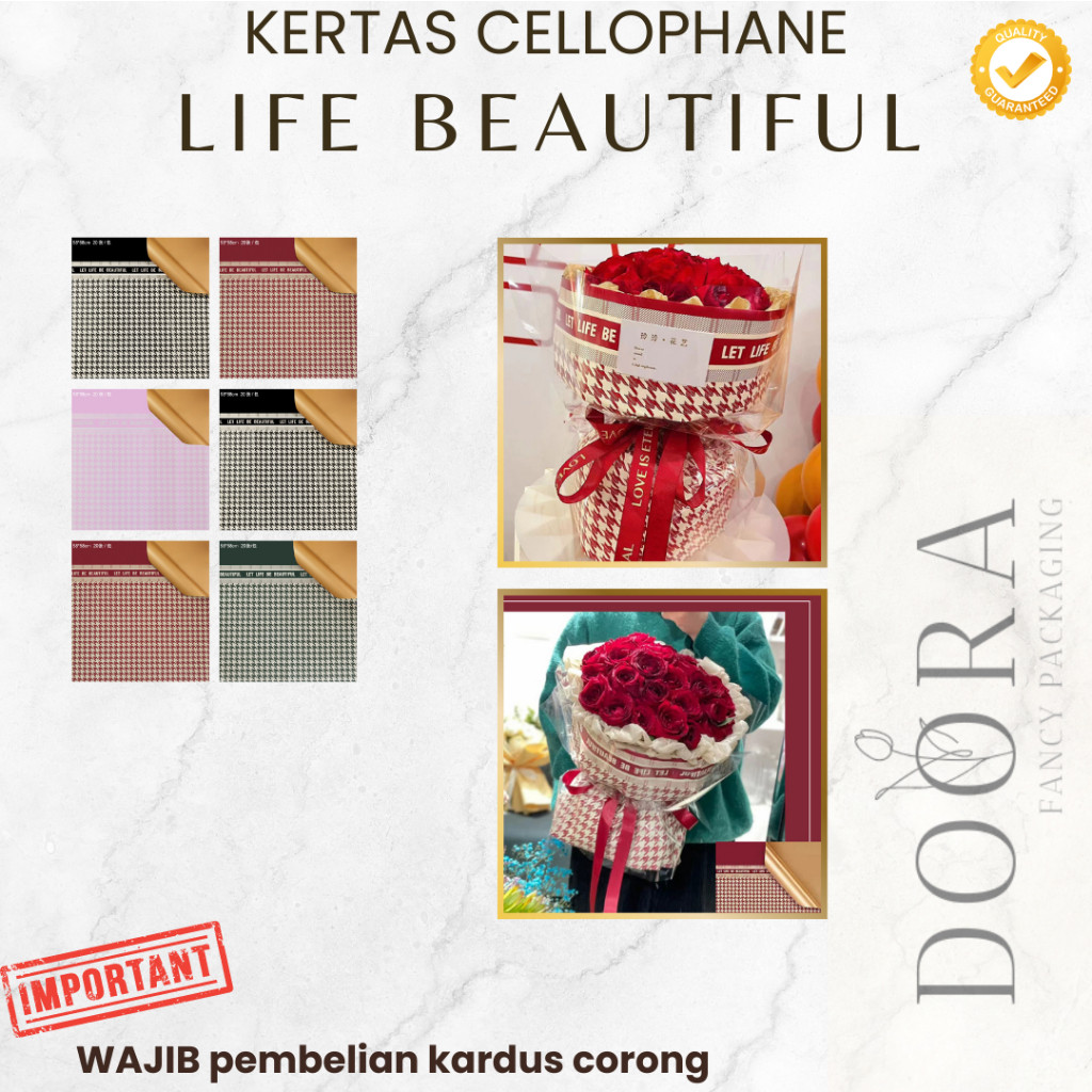 

Kertas Cellophane Buket Bunga Life Is Beautiful [20lembar]