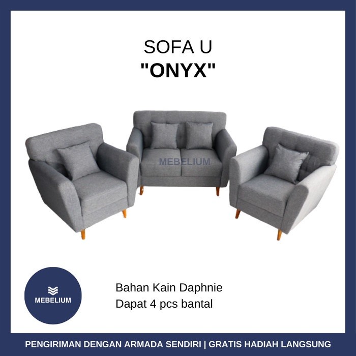 Sofa Tamu 211 Minimalis Modern Onyx Bahan Kain Premium | Rangka Kayu Solid Anti Air