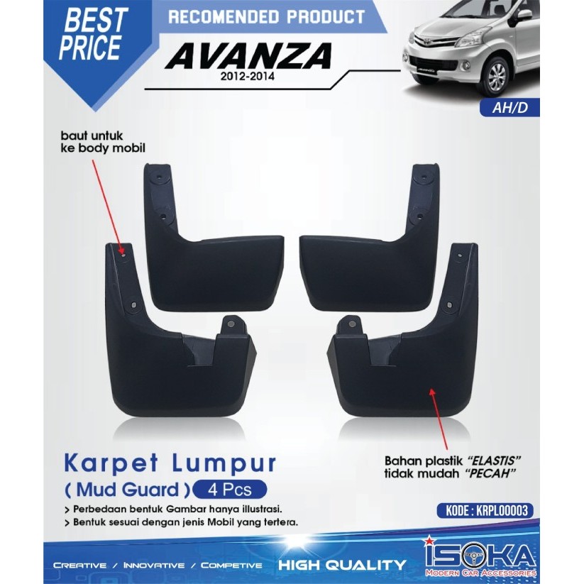 Mudguard Mud guard Karpet Lumpur AVANZA 2012 - 2014 - ISK