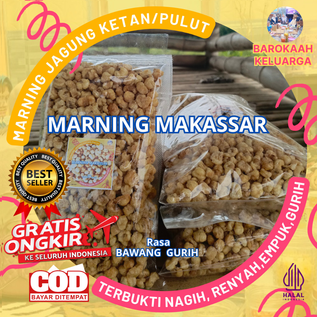 

MAKARONI SNACK MARNING JAGUNG SULTAN/ MARNING JAGUNG SUPER EMPUK/ MARNENG SULTAN JAGUNG KETAN KILOAN 100 gr, 250 gr 500 gr, 1KG GURIH BAWANG HARGA SPESIAL