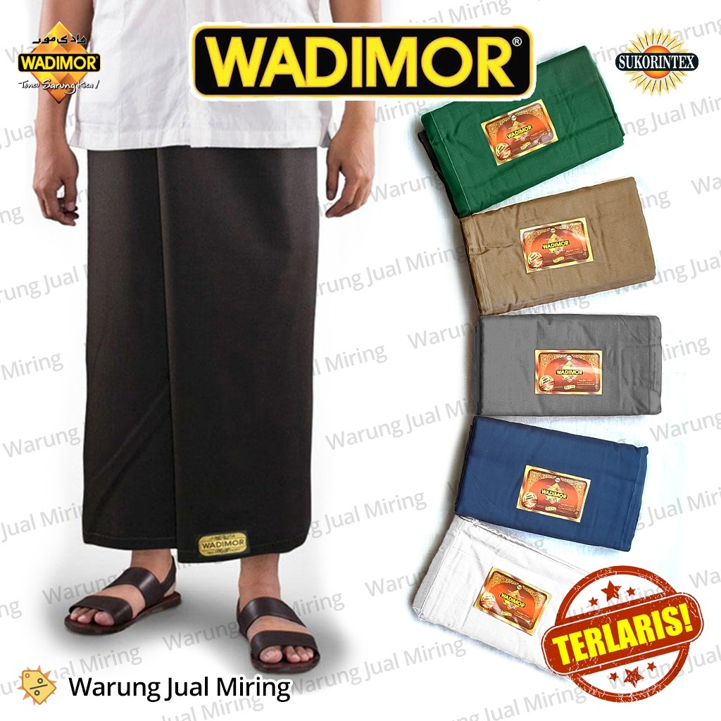 Sarung WADIMOR Hitam Putih Dewasa Anak Polos Warna Tumpal Motif Kain Sarung Samping Wadimor