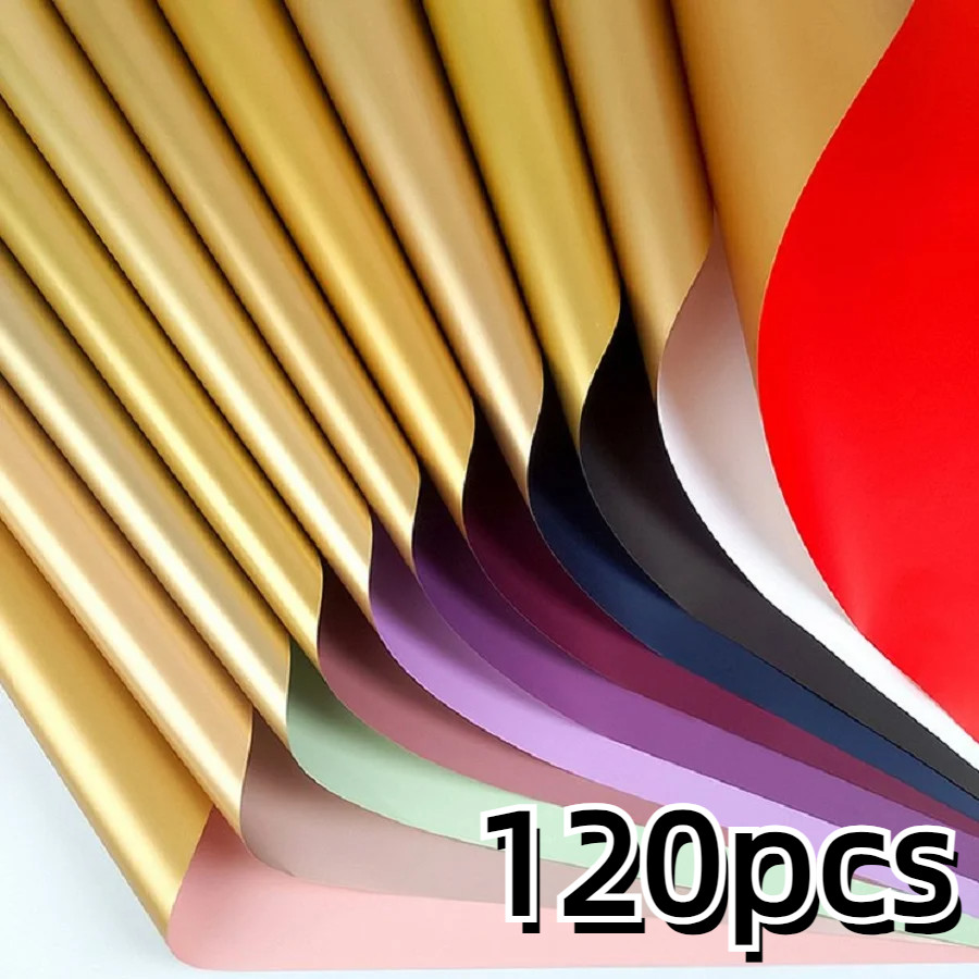 

Flower Wrapping Paper Two-color Gilt Golden Waterproof Packing colorful Florist Bouquet paper Gift Wedding Materials