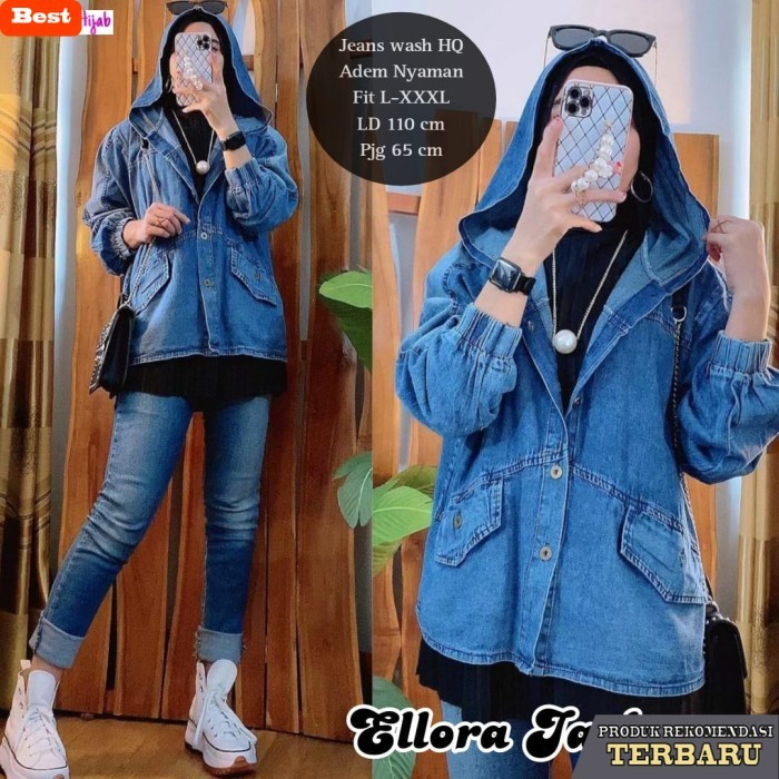 jaket jeans wanita NEW ELLORA JACKET JEANS WANITA DEWASA MODIS KEKINIAN BESTSELLER
