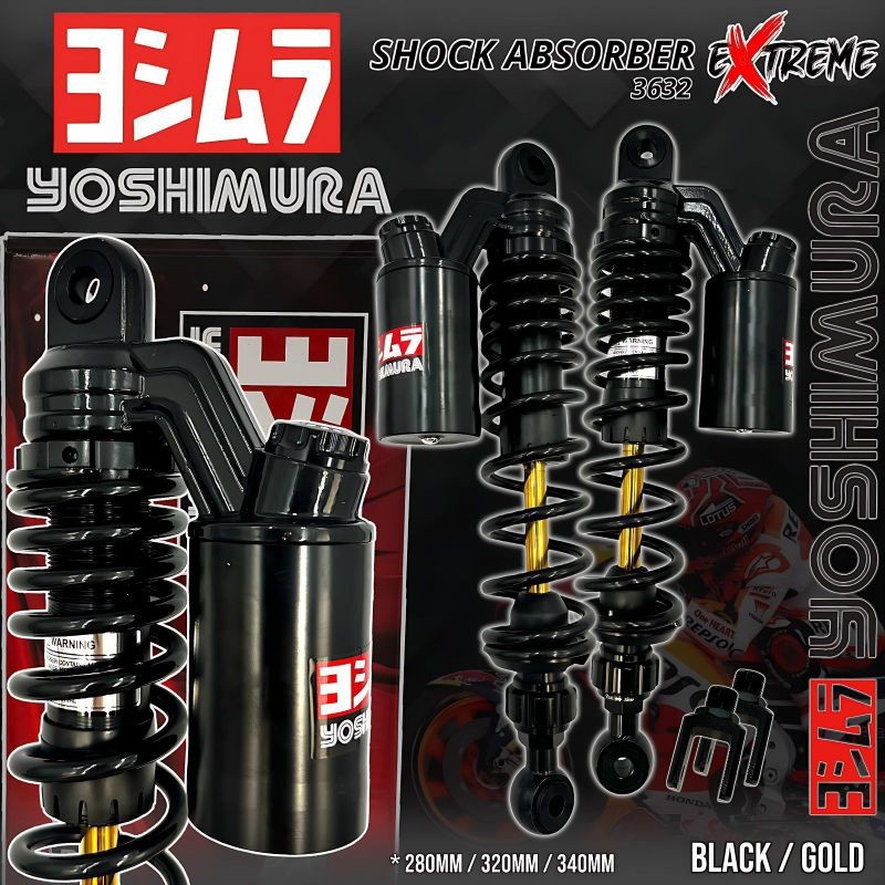 3632 ORIGINAL YOSHIMURA - 280mm 320mm 340mm Shock Tabung Extreme Click Jupiter Z Vega Fizr PCX Aerox