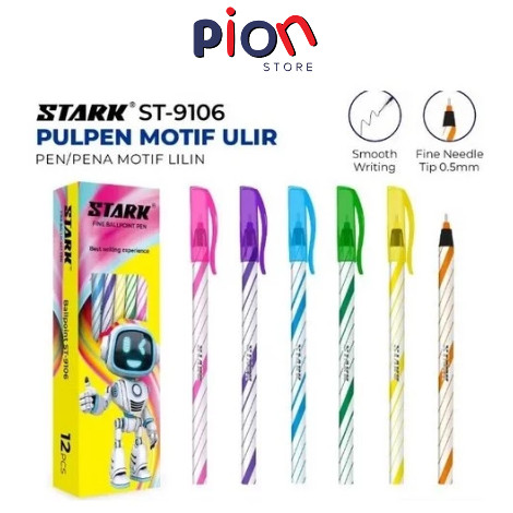 

PION PULPEN ULIR / PEN LILIN STARK ISI 12 PCS/ BOLPOIN HITAM MURAH