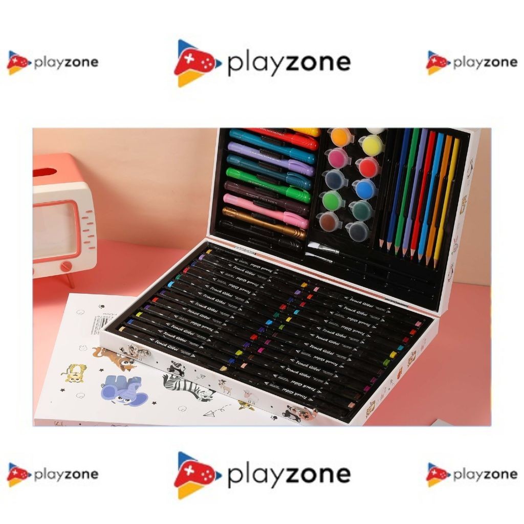 

Crayon Set 58pcs Koper Aluminium Besi Krayon Pensil Warna 58 Pcs Box Alat Lukis Anak Koper Set CR 58