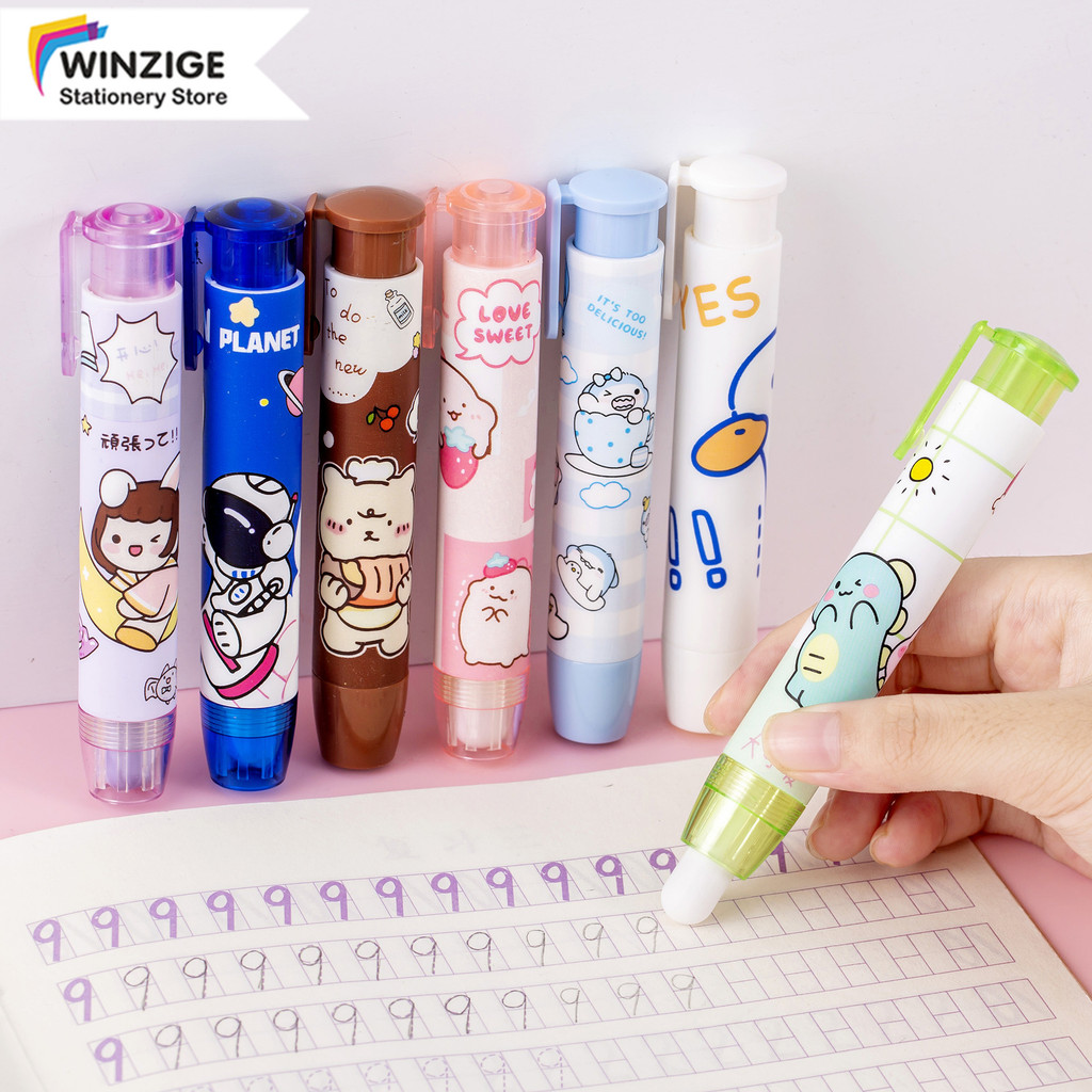 

Winzige Penghapus 3 in 1 Pensil Mekanik Motif Karakter Kartun Press Mechanical Pencil Eraser Penghapus Pensil Mekanik Cetekan retractable lucu Penghapus Alat Tulis