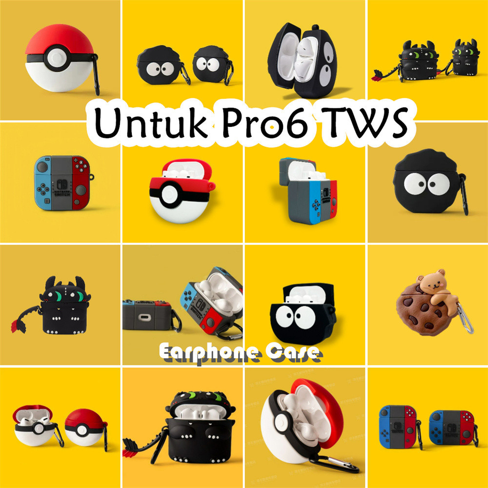 【distinctive】Untuk Pro6 TWS Case Lucu Kartun Soft Silicone Earphone Case NO.3