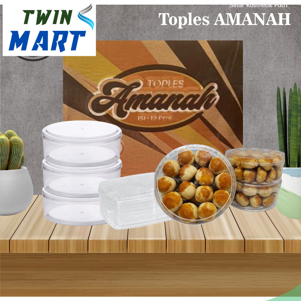 

Toples Kue Kering / Toples Plastik AMANAH / Toples Kue Lebaran / UKuran 250gr dan 500gr / harga untuk 1 pcs