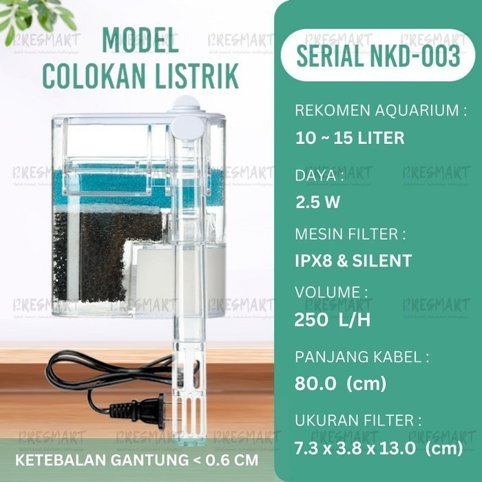 Filter Gantung Eksternal Akuarium Mini Silent Hangin Hang on Filter Listrik USB Aquarium Ikan
