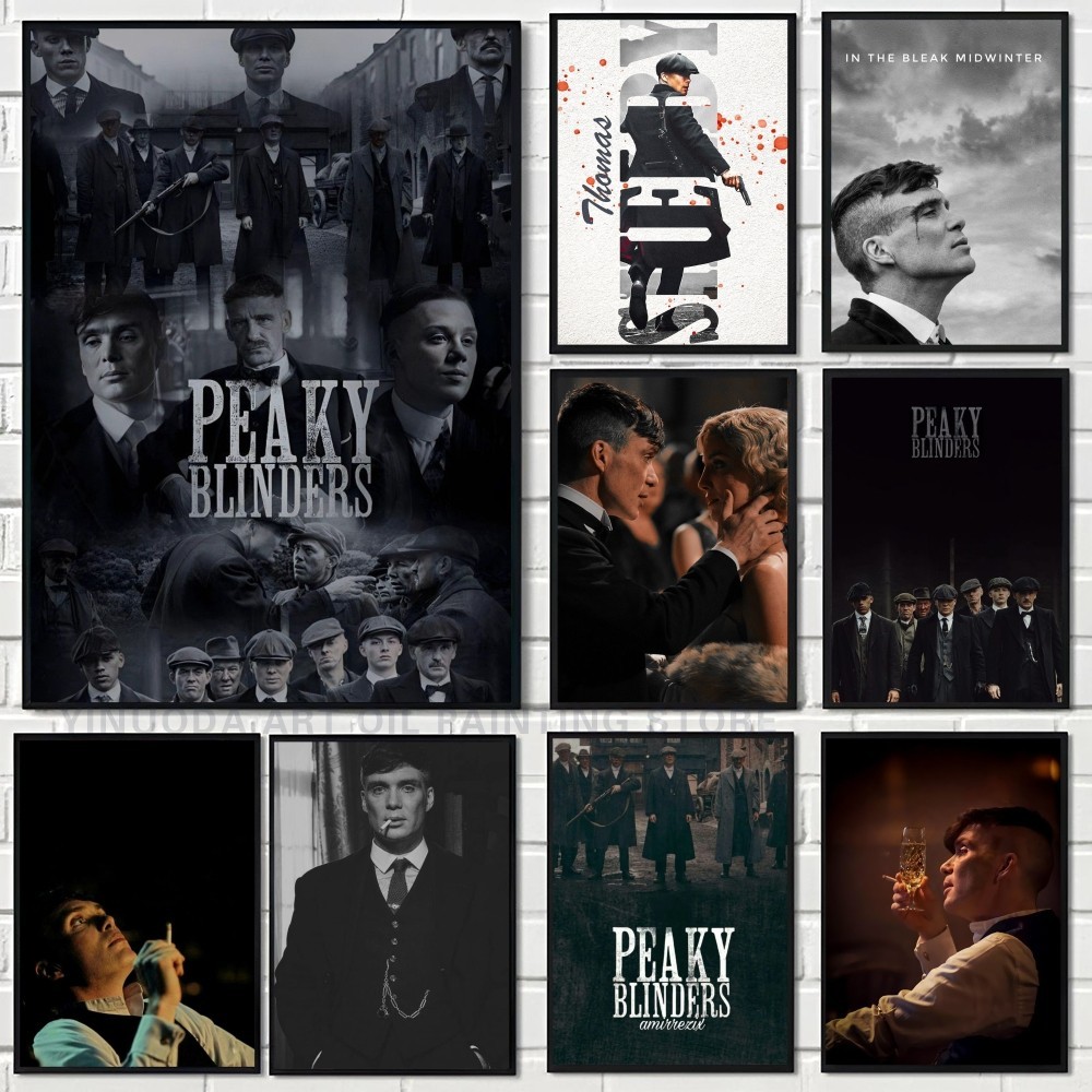 1PC Movie P-Peaky B-Blinders Poster Self-adhesive Art Waterproof Paper Sticker Coffee House Bar Room