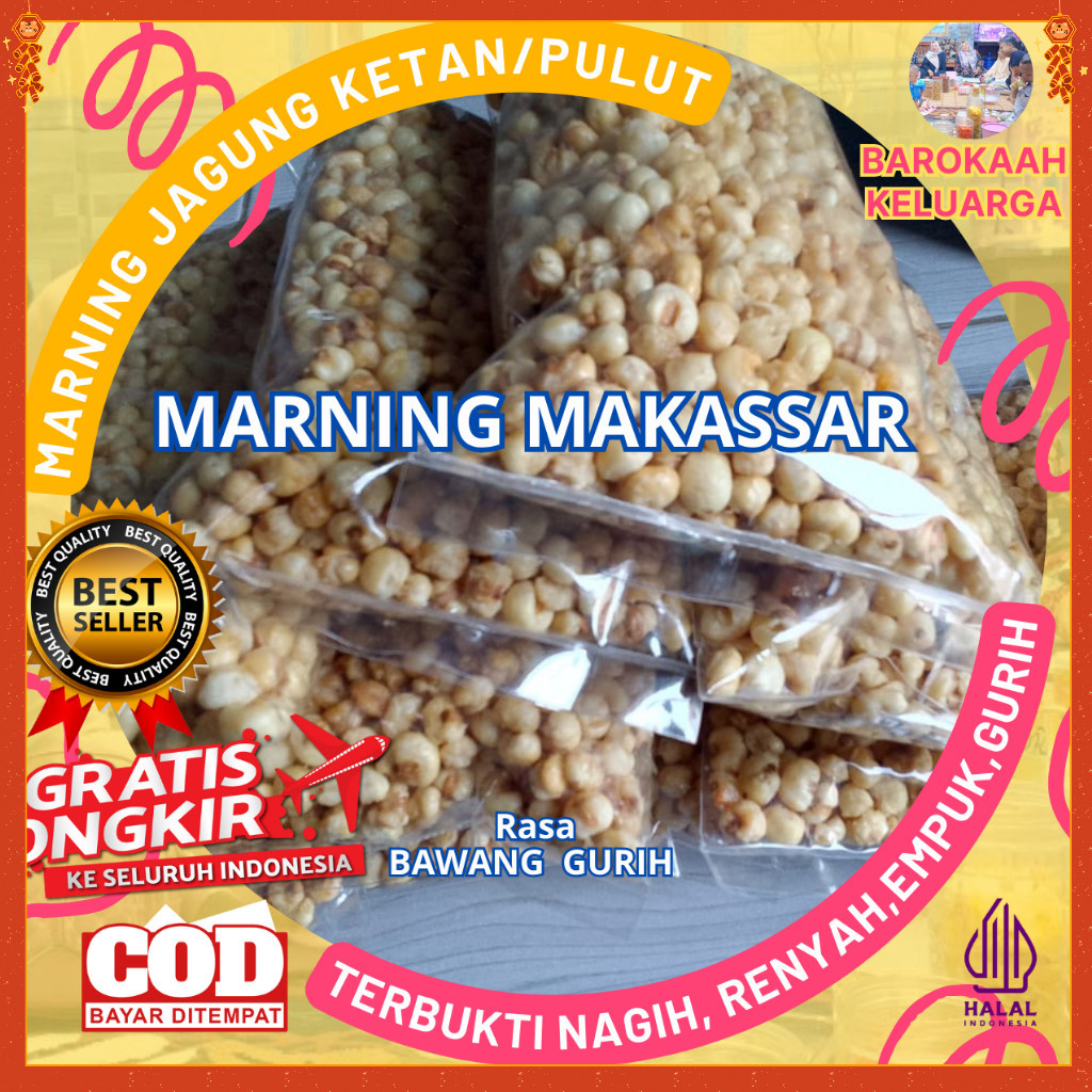 

MAKARONI SNACK MARNING JAGUNG SUPER EMPUK/ MARNING JAGUNG SULTAN KILOAN 100 gr, 250 gr 500 gr, 1KG GURIH BAWANG HARGA SPESIAL Marning Makassar Premium