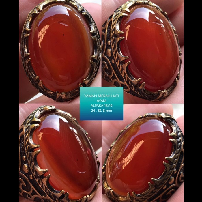 Cincin Batu Akik Motif Gambar Red Baron Yaman Ahmar Merah Unik Antik 6