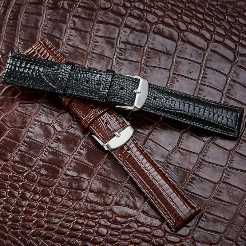 2024Trendy Bright Leather Watch Band Crocodile Pattern Watch Bracelet for Women Men Leather WatchBan