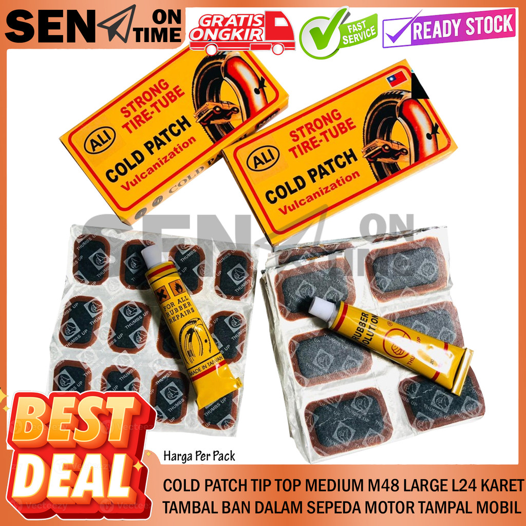 Perekat Prekat Cold Patch Tip Top Medium M48 Large L24 Karet Tambal Ban Dalam Sepeda Motor Lem Tampa