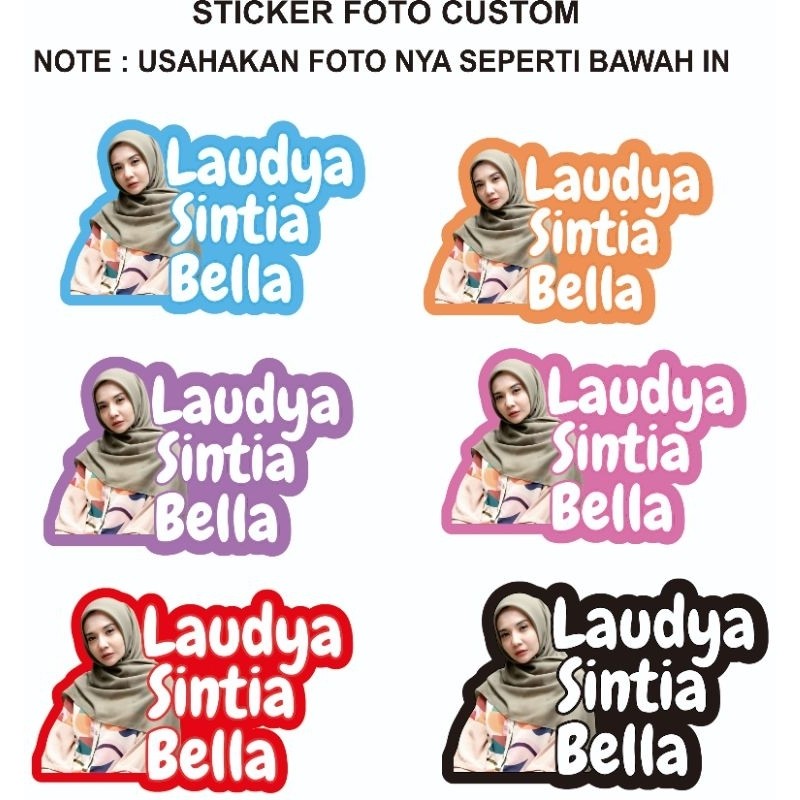 

stiker foto dan nama custom