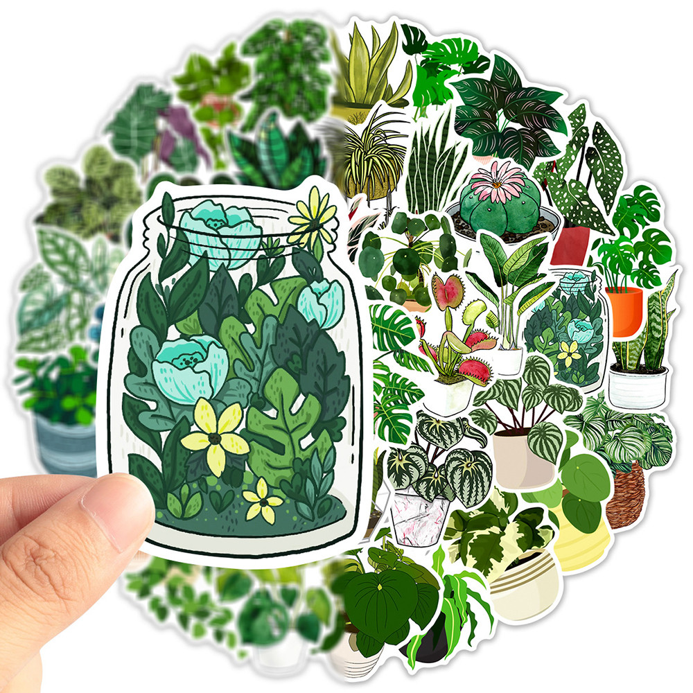 

10/30/50pcs Cute Plants Green Aesthetic Stickers Kids Toy DIY Decoration For Fridge Notebook Bike Phone Suitcase Cartoon Sticker