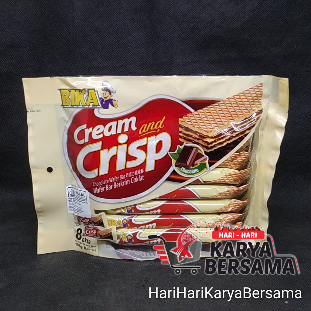 

MAKANAN RINGAN WAFER BIKA CREAM & CRISP MINI CHOCOLATE WAFER BAR 104GR