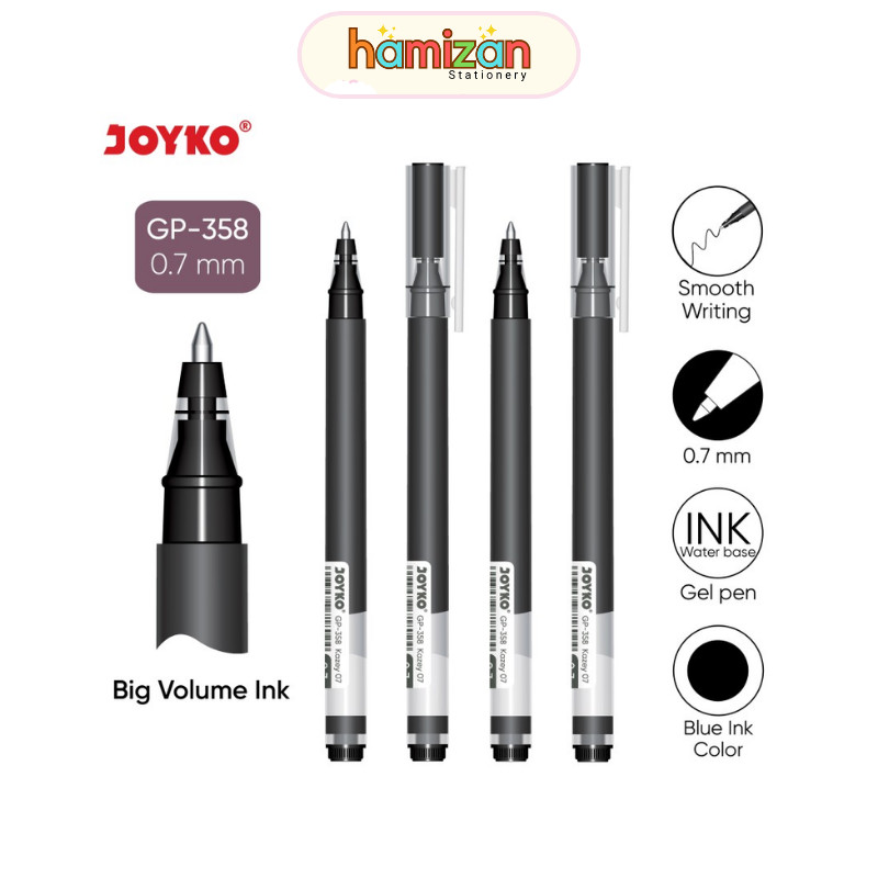 

( 1pcs ) Gel Pen 0,7mm / Pulpen Gel GP358 / Pena Jel Joyko Gp-358 Kazey 07 / Gel Pen Pulpen Pena Joyko GP-358 Kazey - Black 0.7mm Murah Berkualitas