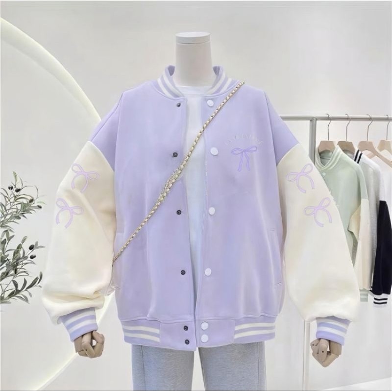 EPIX APPAREL Jaket Varsity Korean Style Big Size ( S - 6XL ) Kombinasi Warna Sablon PITA RIBBON CUTE