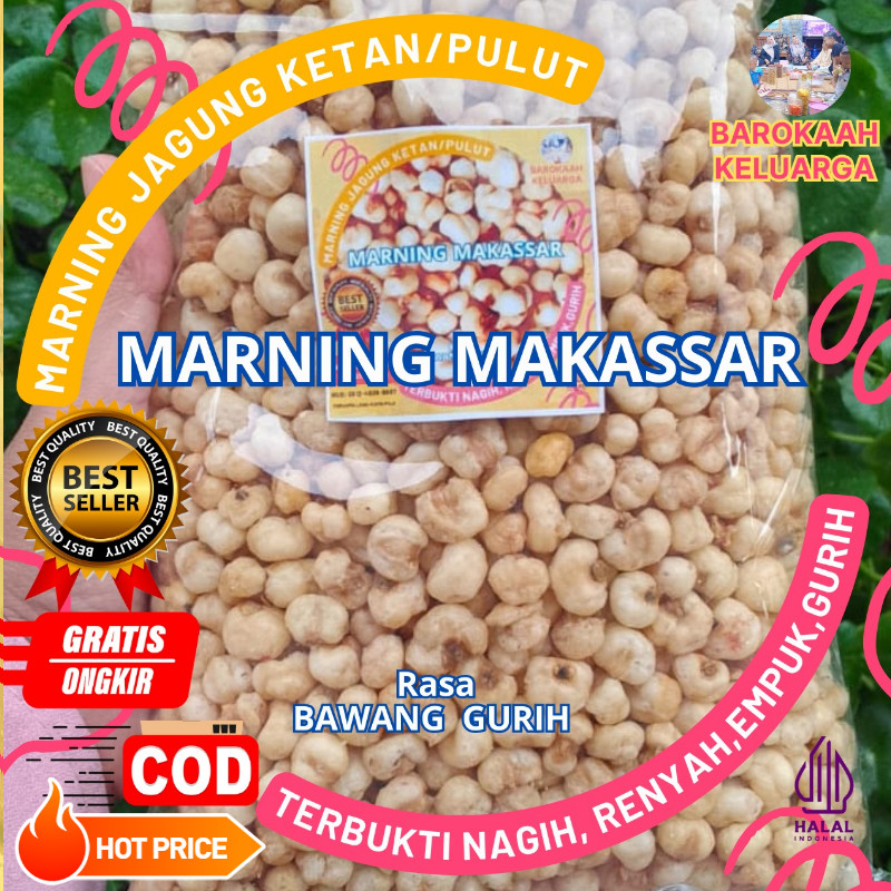 

MAKARONI JAGUNG MARNING SULTAN/ SNACK JAGUNG MARNING KETAN/JAGUNG MARNING PUTIH 100 GR, 250 GR 500 GR, 1KG GURIH BAWANG TERBUKTI EMPUK RENYAH GURIH