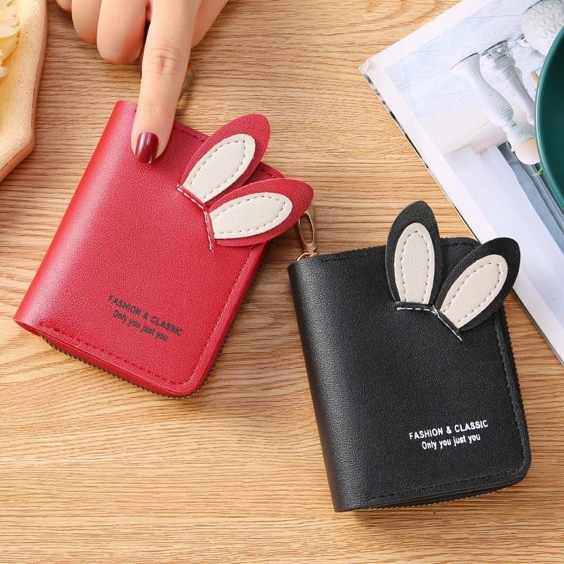 Dompet Lipat Dompet Mini Dompet Wanita Motif Telinga Kelinci Lucu Dompet wanita Import Dompet cewek 