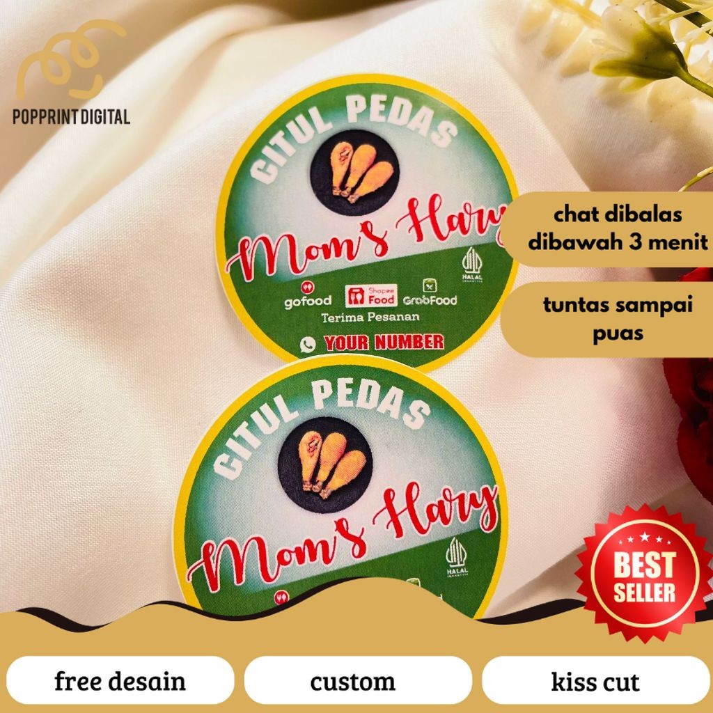 

PopPrints 5-8 Stiker Chromo Umkm Cireng Cilok Cibay Sticker Bentuk Bulat Free Desain Label Uk.Sedang Logo