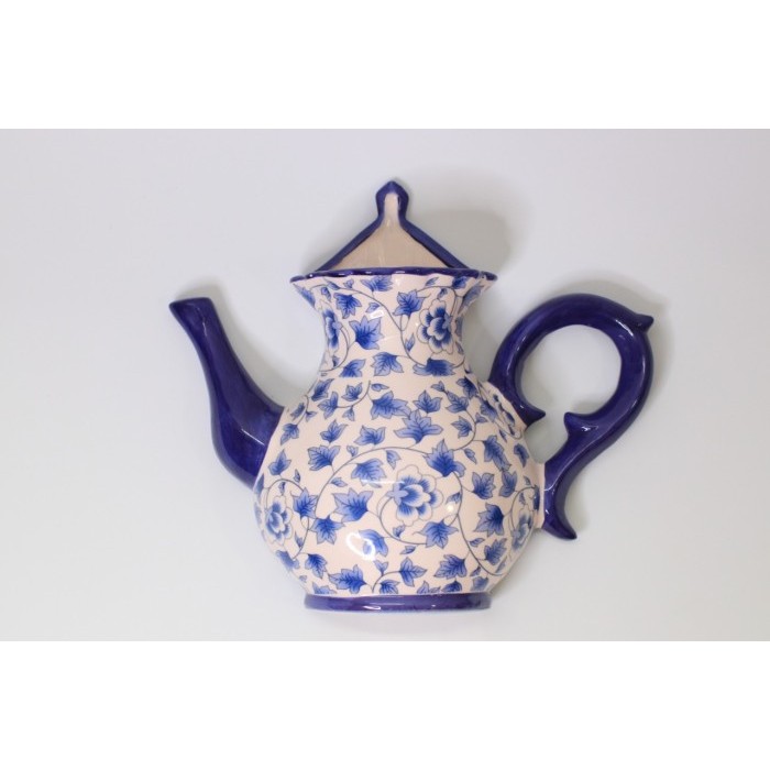 pot Teko Keramik biru putih cocok untuk di dinding ruangan