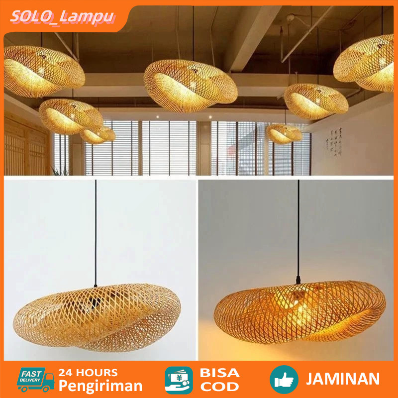 Kap Lampu Rotan Model Ombak Kap Lampu Rotan Lampu Rotan Lampu Hias Unik Lampu Kayu Lampu Gantung Min