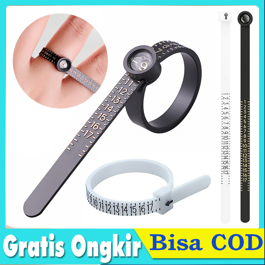 Alat Ukur Cincin Profesional dengan Kaca Pembesar 5X - Pengukur Lingkar Jari Akurat untuk Perhiasan 