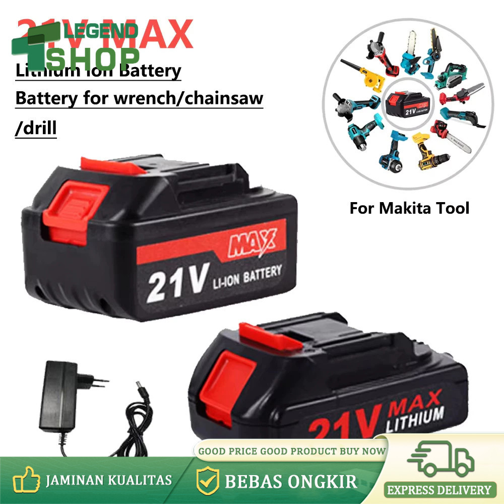 Baterai Bor Tanpa Kabel 21 VF Electric Drill Battery/10 20 Lithium Batteries 21V 18650 High Power El